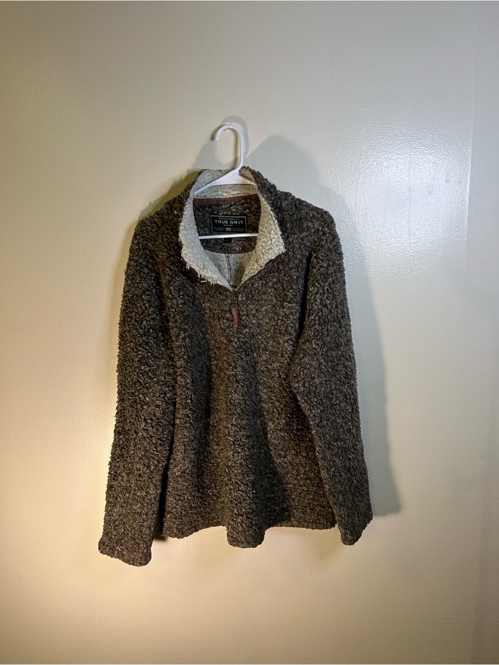 True Grit Men's Brown Sherpa-Lined Zip Sweater